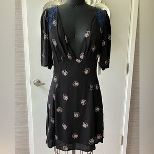 Free People black and navy fit and flare dress